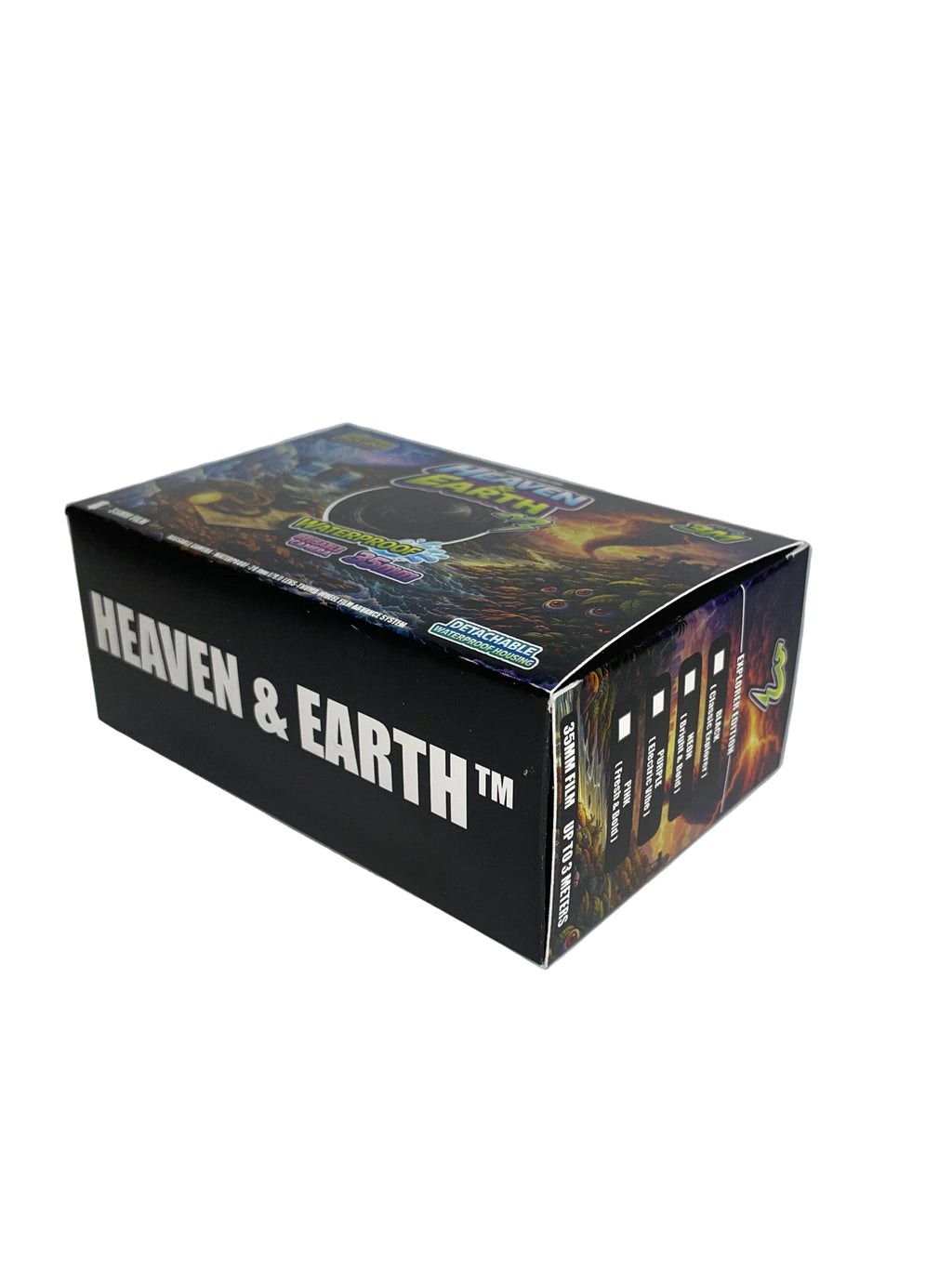 Box with 'Heaven & Earth' branding on a white background