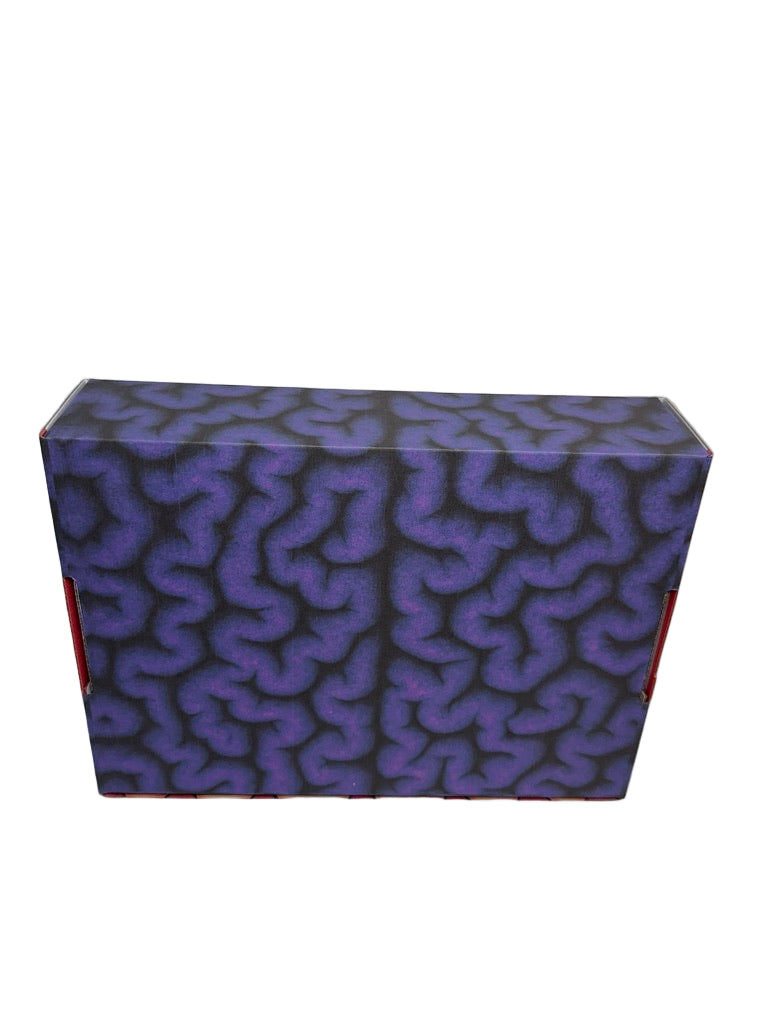 Box with a purple wavy pattern on a white background